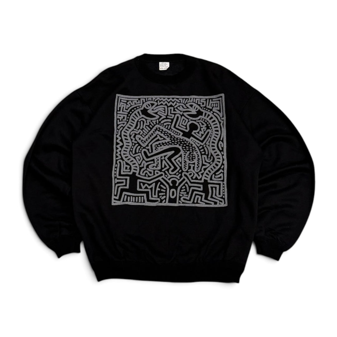 Vintage 80'S Keith Haring Graphic Long Sleeve Top Black (M)