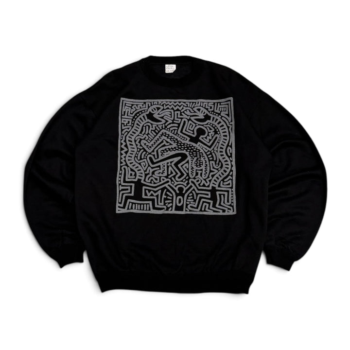 Vintage 80'S Keith Haring Graphic Long Sleeve Top Black (M)