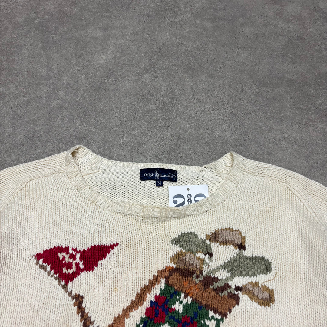 Vintage Polo Ralph Lauren Cream Golf Knitted Sweater (Women's M)