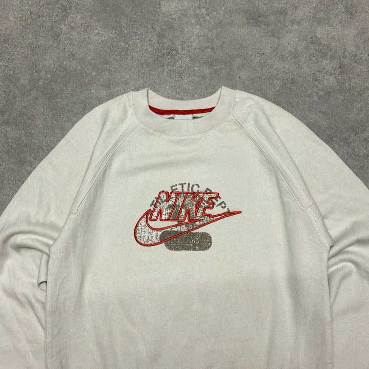 00's Vintage Nike Cream Spell Out Sweatshirt (Women's S)