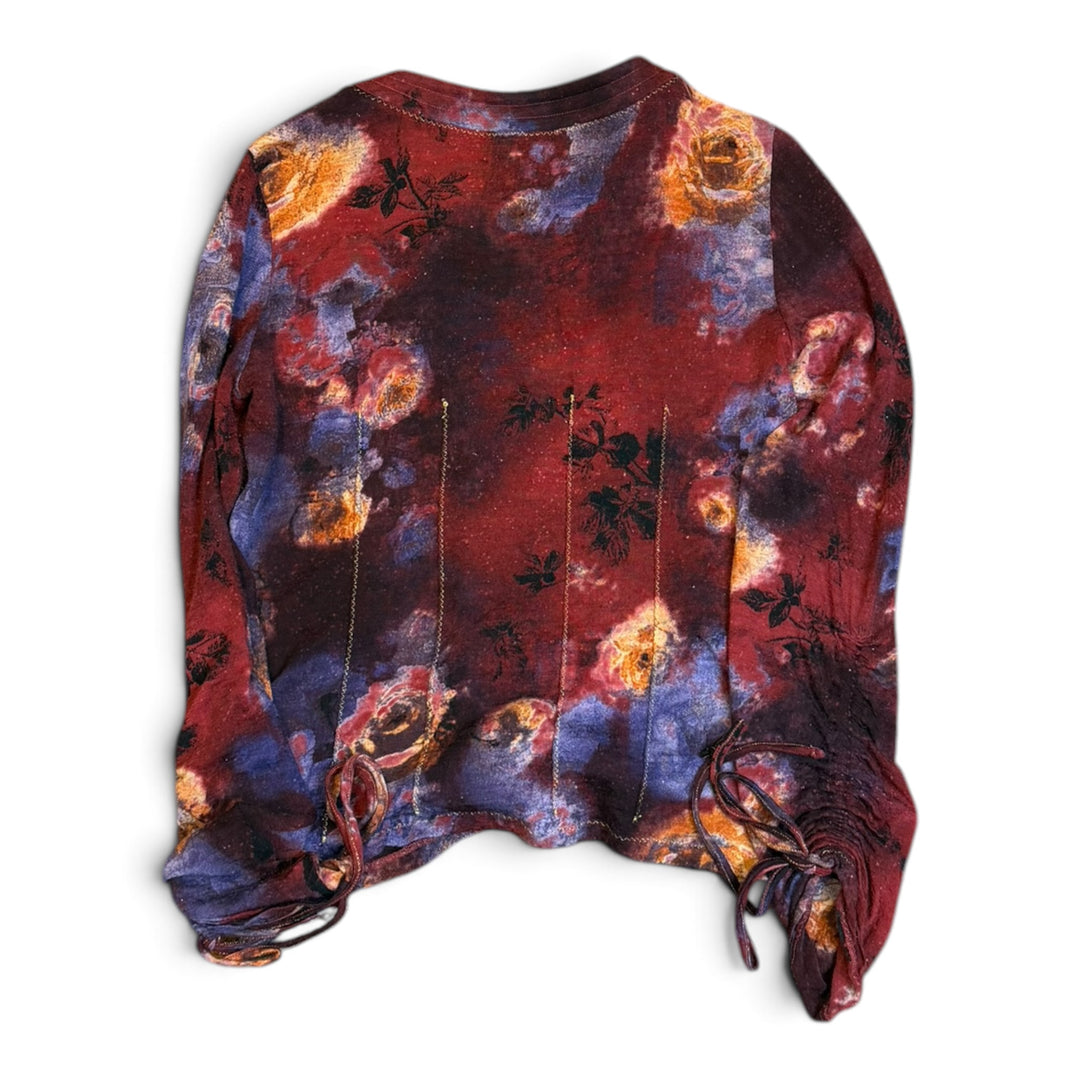 Vintage Roberto Cavalli Tie Up Long Sleeve Floral Transparent Top (12)