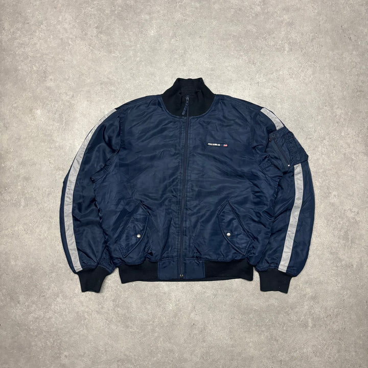 Vintage Polo Jeans Ralph Lauren Navy Bomber Jacket (XL)