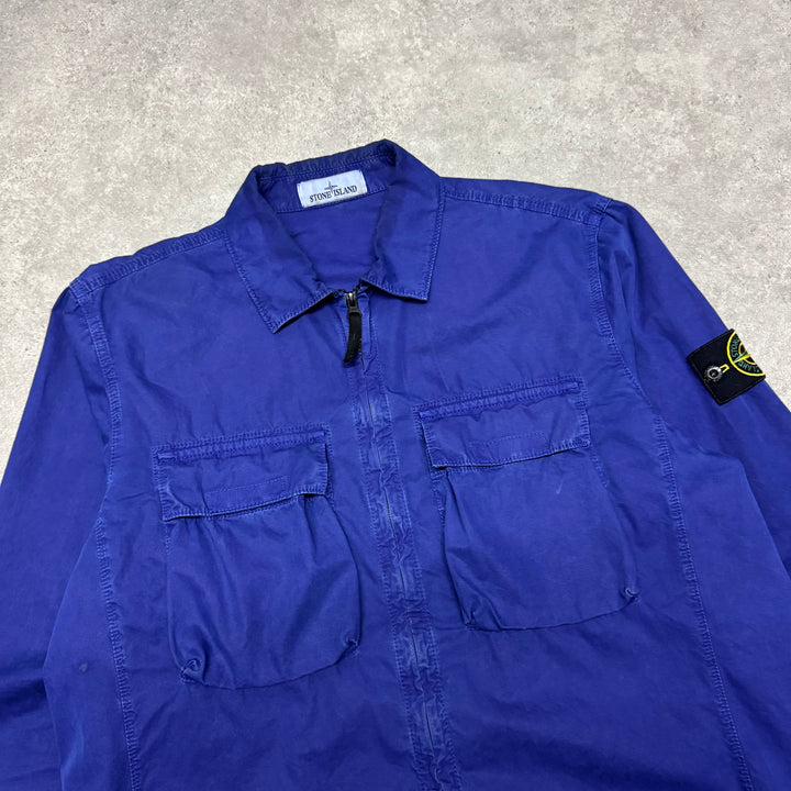 Stone Island Blue Zip Up Shirt Jacket (L)