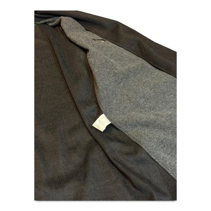 Vintage Yohji Yamamoto Dark Grey & Black Wool Trench Coat (XL)