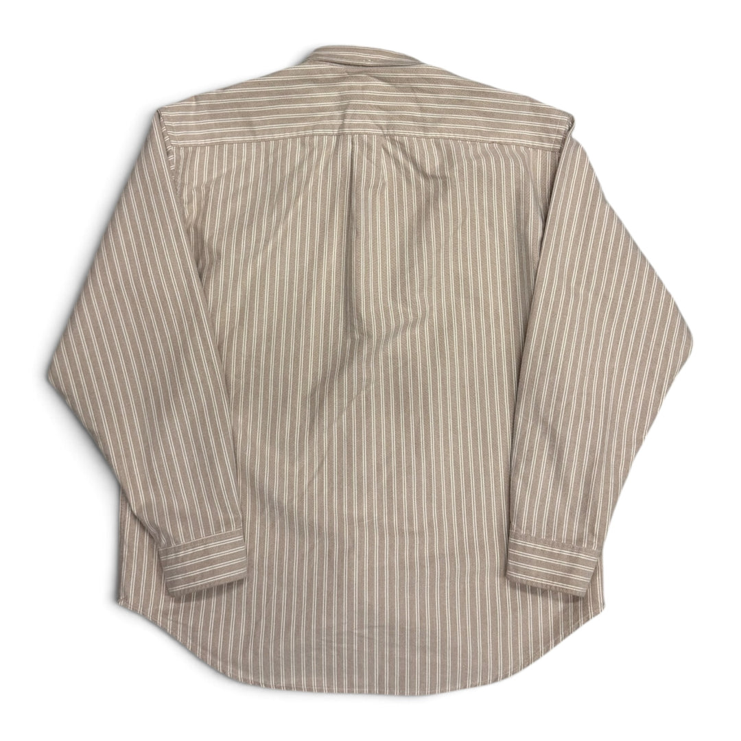 Supreme Loose Fit Flannel Oxford Brown & White Striped Shirt (M)