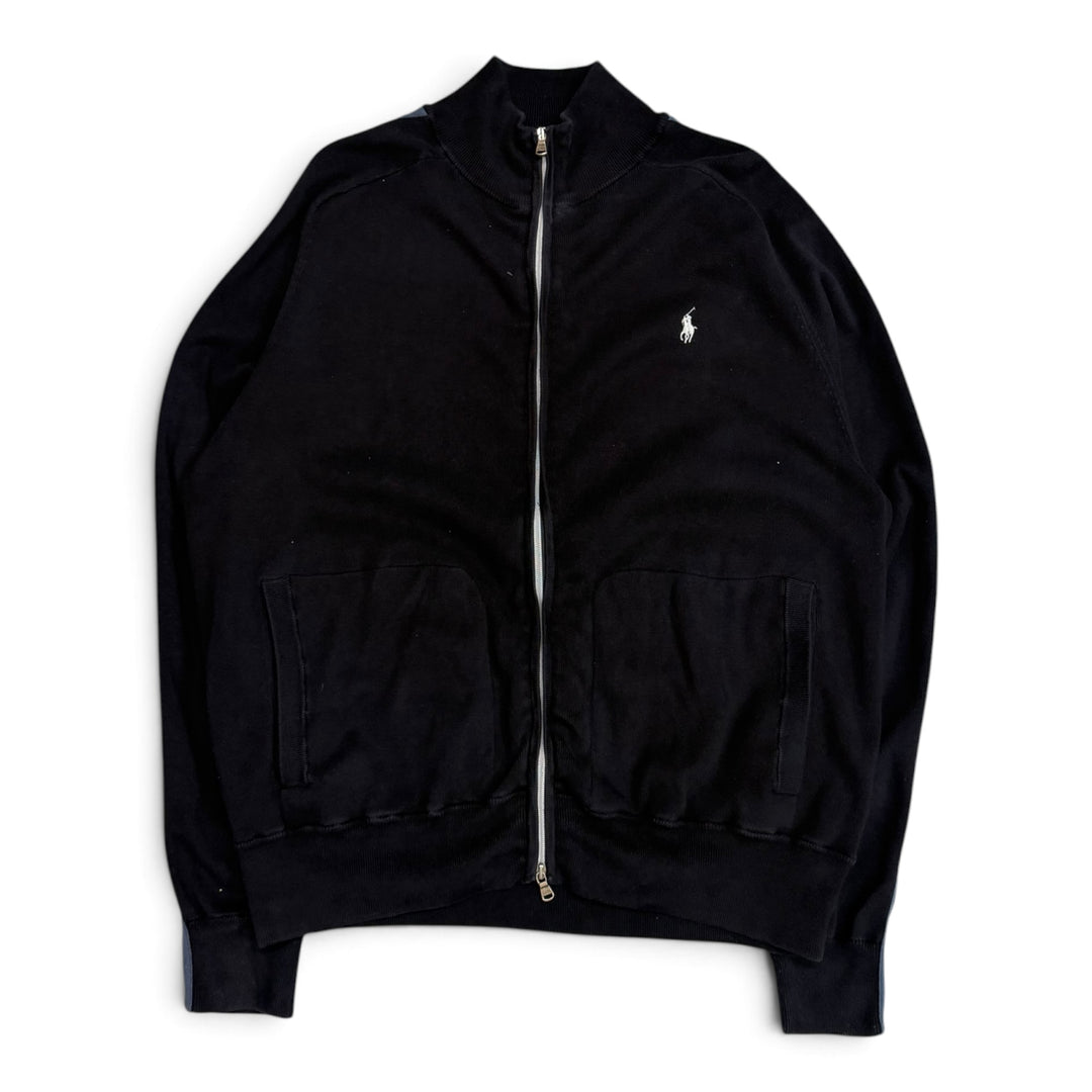 Vintage Polo Ralph Lauren Full Zip Knitted  Jumper Navy (XL)