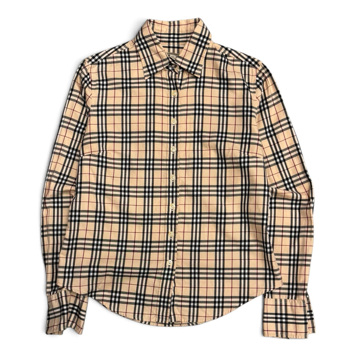 Burberry Checkered Long Sleeve Women Shirt Beige (S)