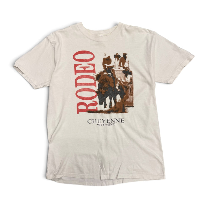 Vintage Wyoming Rodeo White Graphic T-Shirt (L)