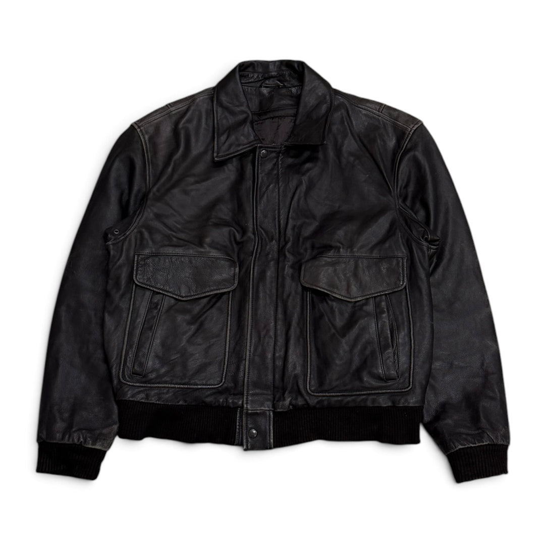 Vintage Pilot Leather Jacket Black (M)