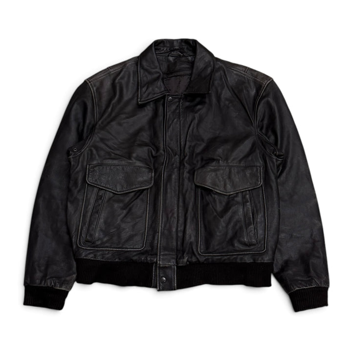 Vintage Pilot Leather Jacket Black (M)