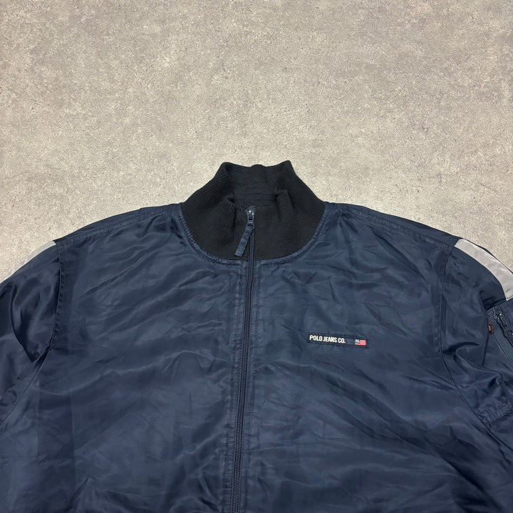 Vintage Polo Jeans Ralph Lauren Navy Bomber Jacket (XL)