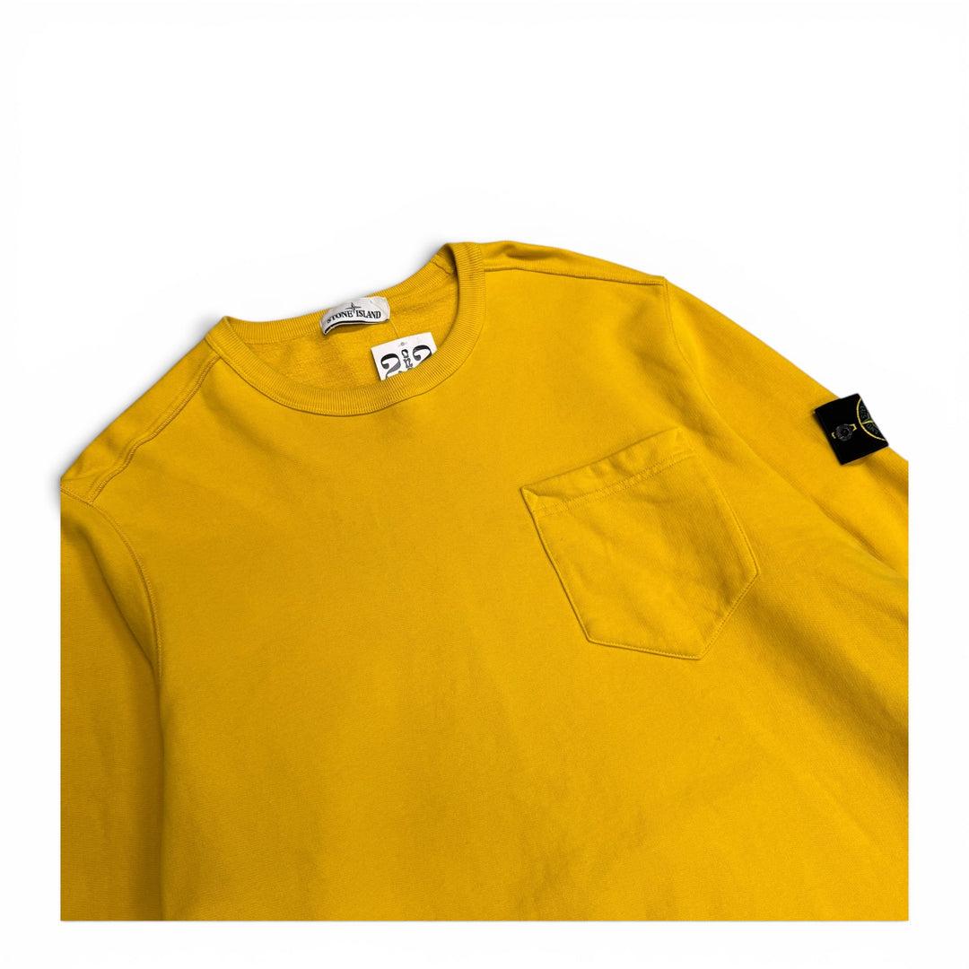 Stone Island Crew Neck Sweatshirt Pocket Detail Yellow (XXL)