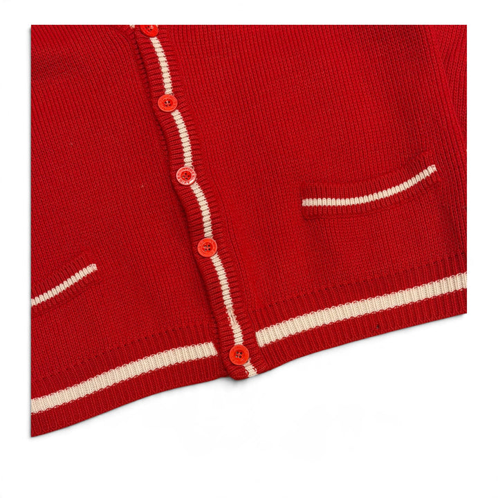 Vintage Avirex Red Spell Out Heavy Knitted Cardigan (L)