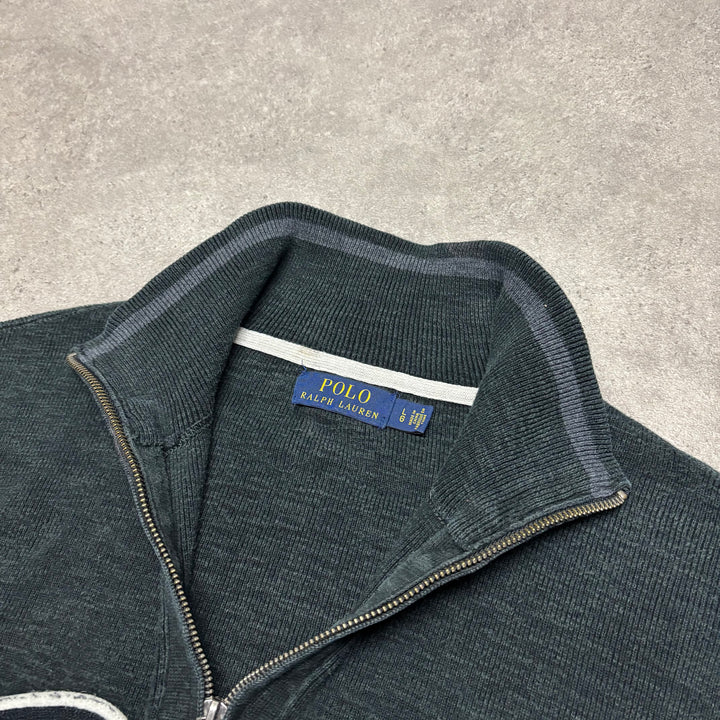 Polo Ralph Lauren Dark Grey Spell Out Quarter Zip Jumper (L)