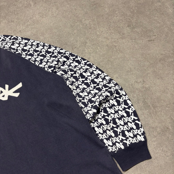 Vintage Avirex Navy & White Graffiti Spell Out Sweatshirt (XL)