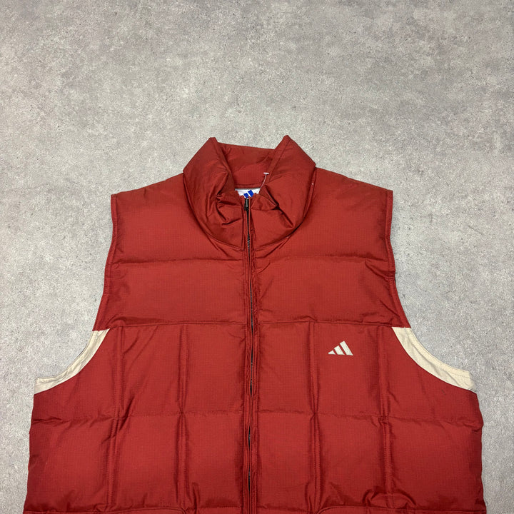 Vintage Adidas Orange Puffer Gilet (M)