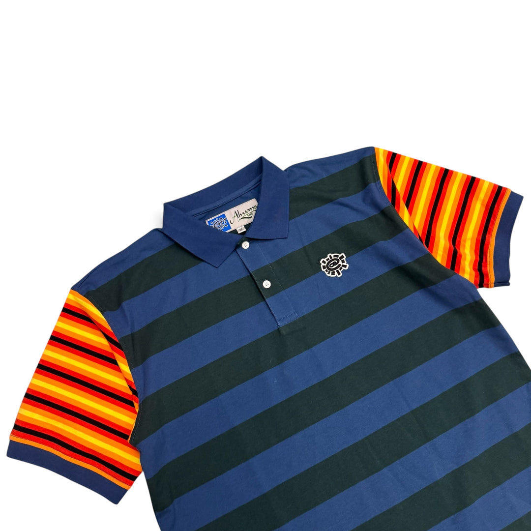 Always Do What You Should Do Striped Polo Shirt Blue Green (XL)
