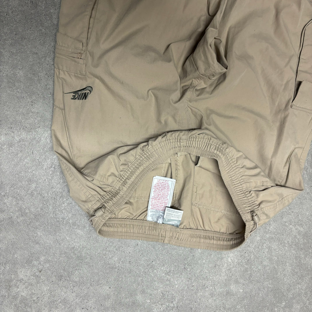 00's Vintage Nike Beige Cargo Tracksuit Bottoms (L)