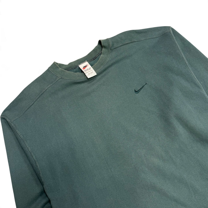 Vintage Nike Small Logo Sweatshirt Green (XL)