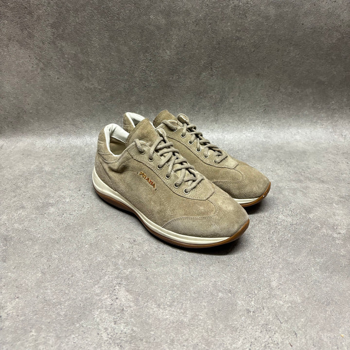 Prada Sport Beige Lace Up Low Top Trainers (UK5)