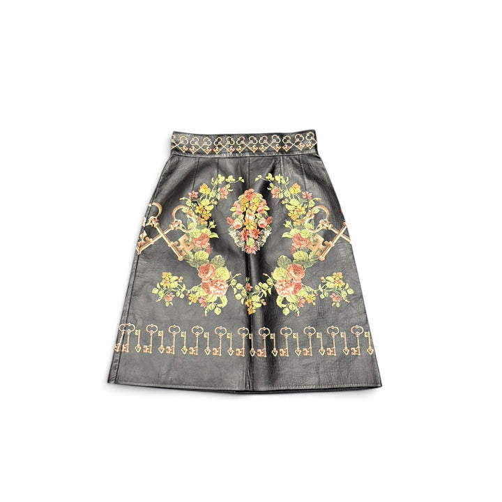 Dolce & Gabbana Black Leather Patterned Skirt (38)