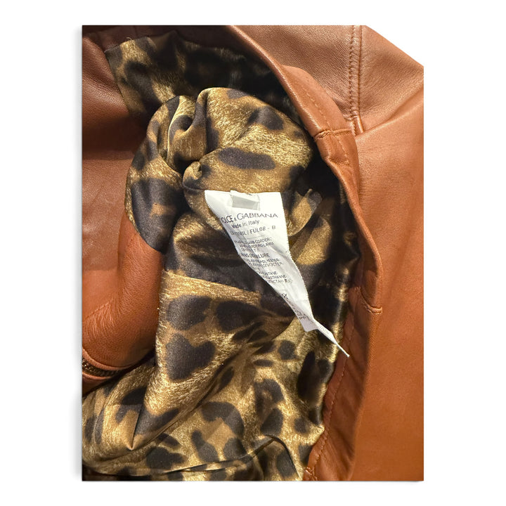 Dolce & Gabanna Tan Brown Leather Jacket (38)