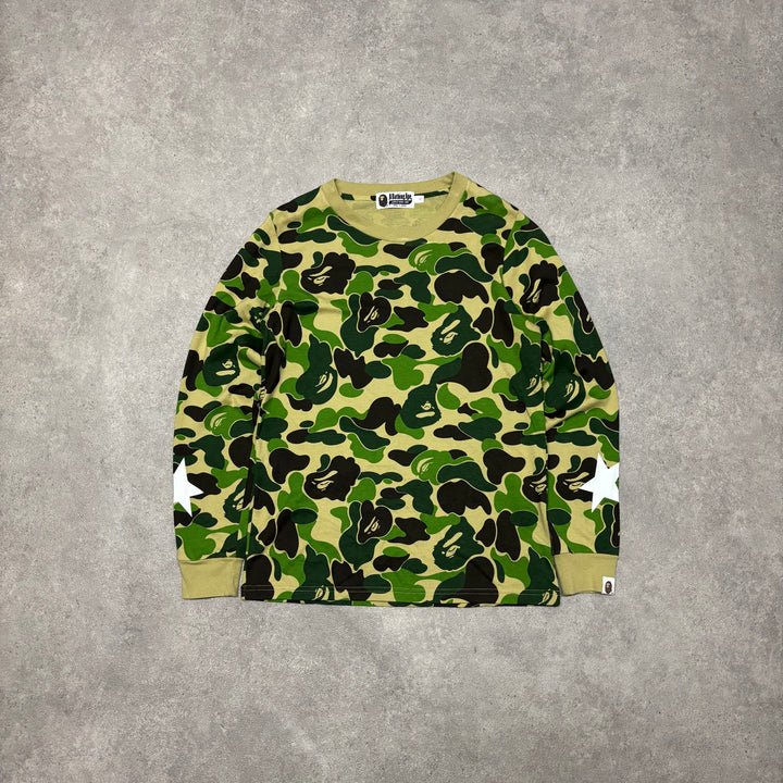 Vintage Bathing Ape Green Camo Long Sleeve T-Shirt (S)