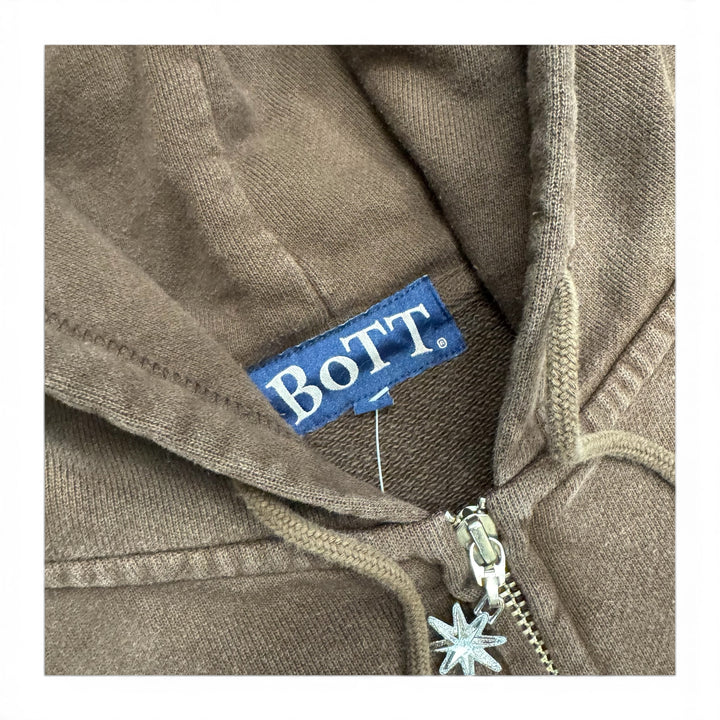 Bott Brown Contrast Pocket Zip Up Hoodie (L)