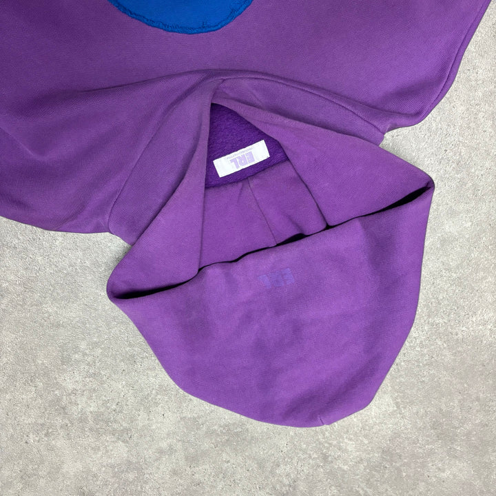 ERL Purple & Blue Boxy Fit Heavy Cotton Pullover Hoodie (S)