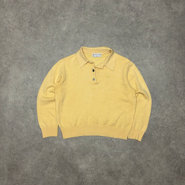 Vintage Burberry Yellow Collared Knitted Sweater (Women's S)