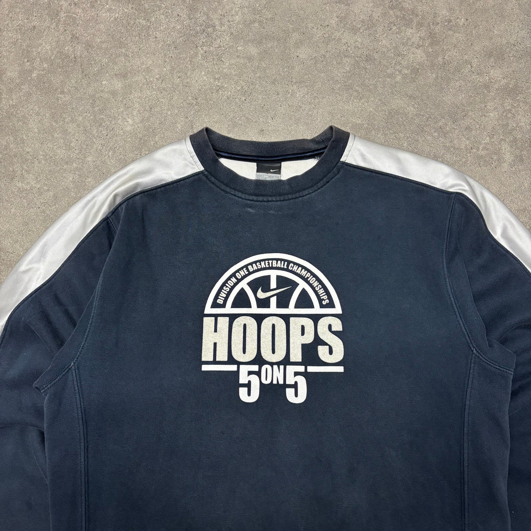00's Vintage Nike Navy Hoops Sweatshirt (S)