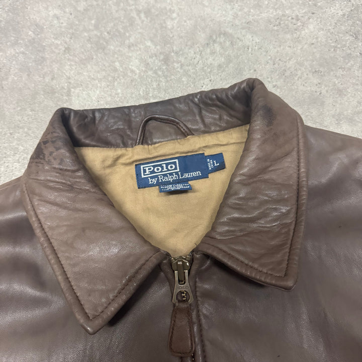 Vintage Polo Ralph Lauren Brown Leather Jacket (L)