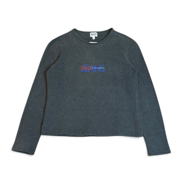 Vintage Dolce & Gabbana Grey Spell Out Long Sleeve Top (Women's M)