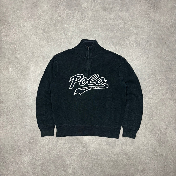 Polo Ralph Lauren Dark Grey Spell Out Quarter Zip Jumper (L)
