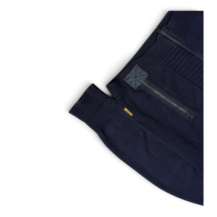 Vintage Armani Full Zip Up Knitted Jumper Navy (XXL)