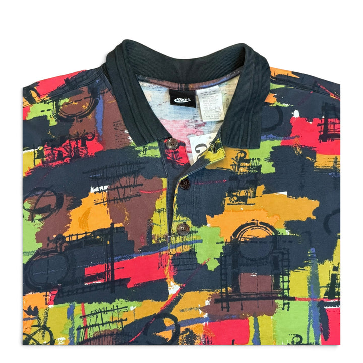 Rare 1992 Vintage Nike Micheal Jordan Multicoloured Patterned Polo Shirt (L)