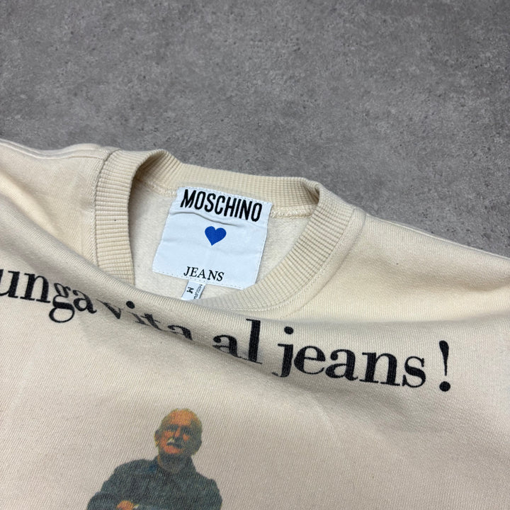 Rare 1980's Vintage Moschino Beige Graphic Sweatshirt (Women's M)