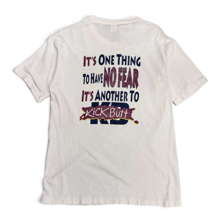 Vintage 90'S Kick Butt Graphic T shirt White (L)