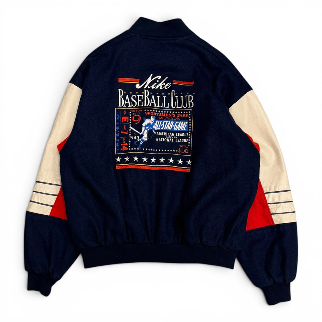 80's Vintage Nike Baseball Navy & Red Varsity Jacket (L)