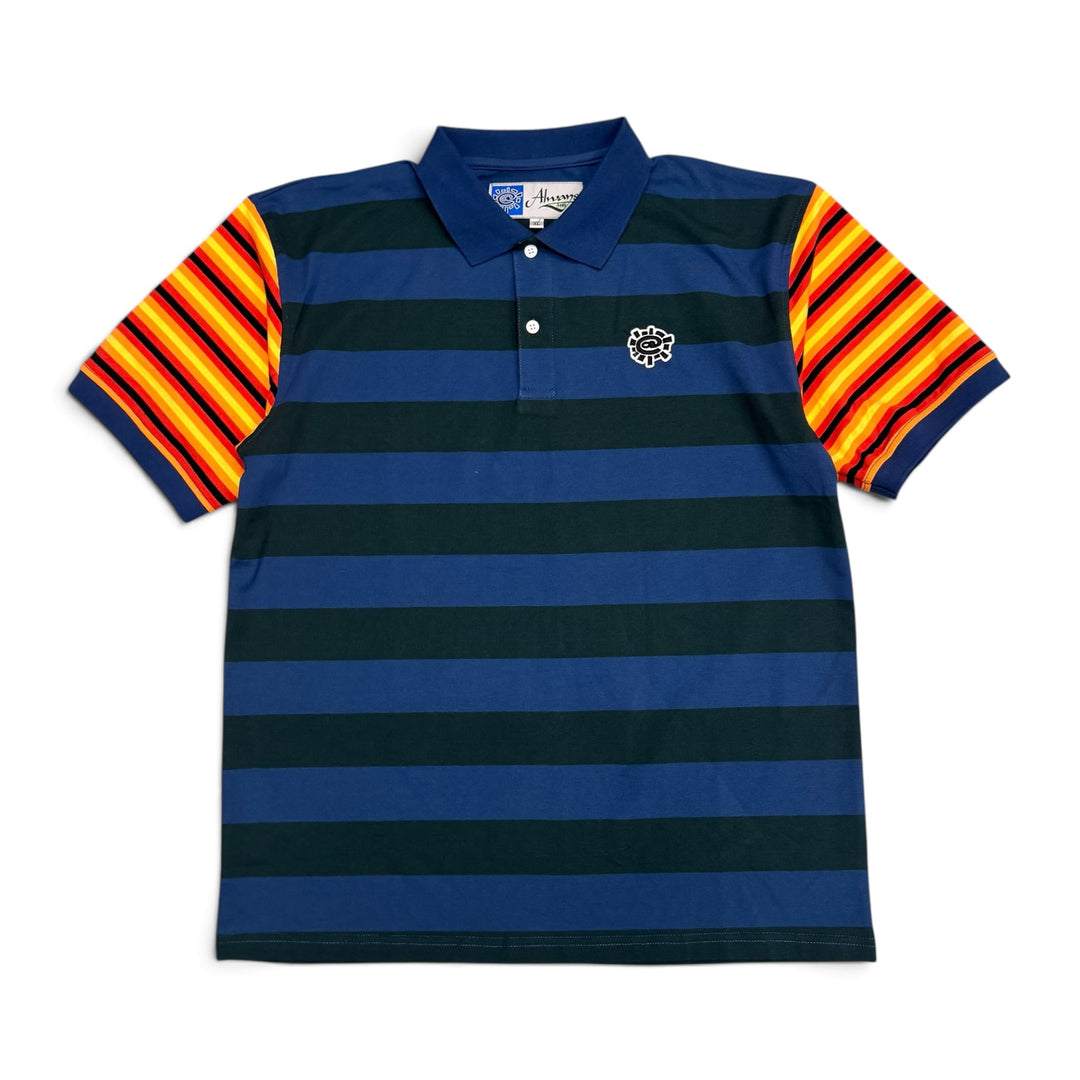 Always Do What You Should Do Striped Polo Shirt Blue Green (XL)