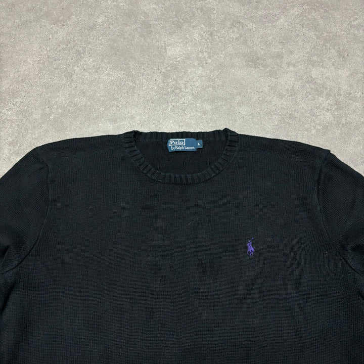 Vintage Polo Ralph Lauren Black Heavy Knitted Sweater (L)