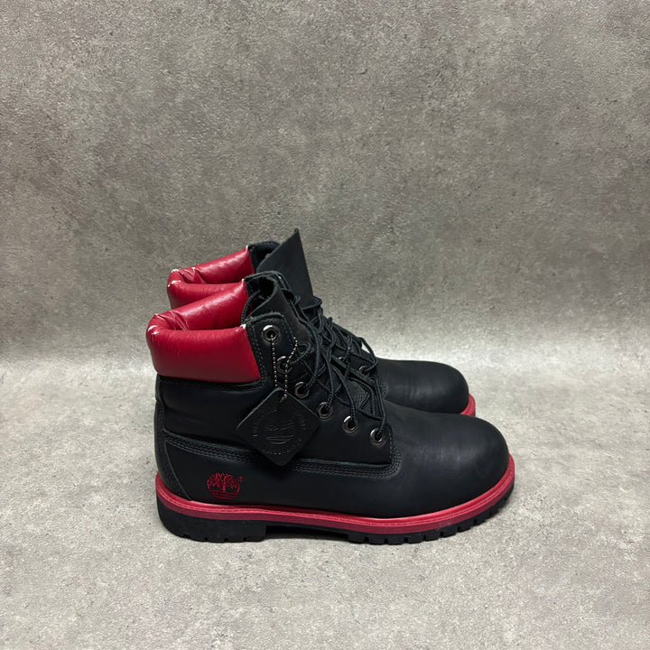 Vintage Timberland Black & Red Leather Boots (UK6)