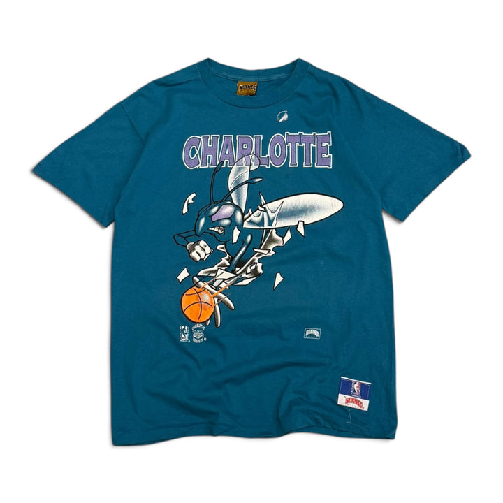 Vintage Charlotte NBA Graphic T shirt Blue (M)