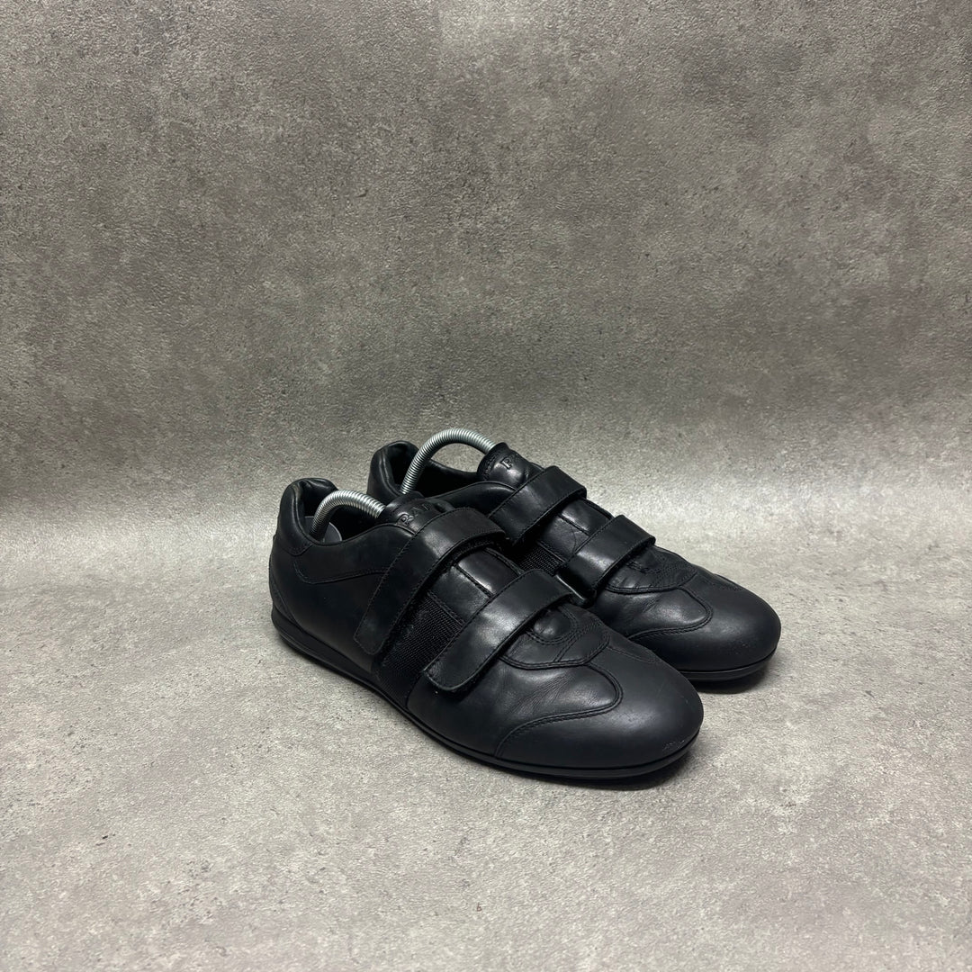 Vintage Prada Black Two Strap Leather Trainers (UK8)