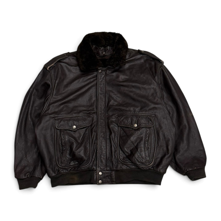 Vintage Pilot Leather Jacket Fur Lined (XL)