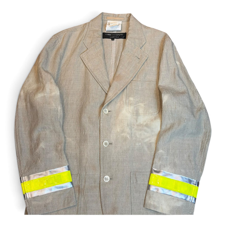 Rare 96 Runway Vintage Comme De Garcons Beige Linen High Vis Blazer Jacket (M)