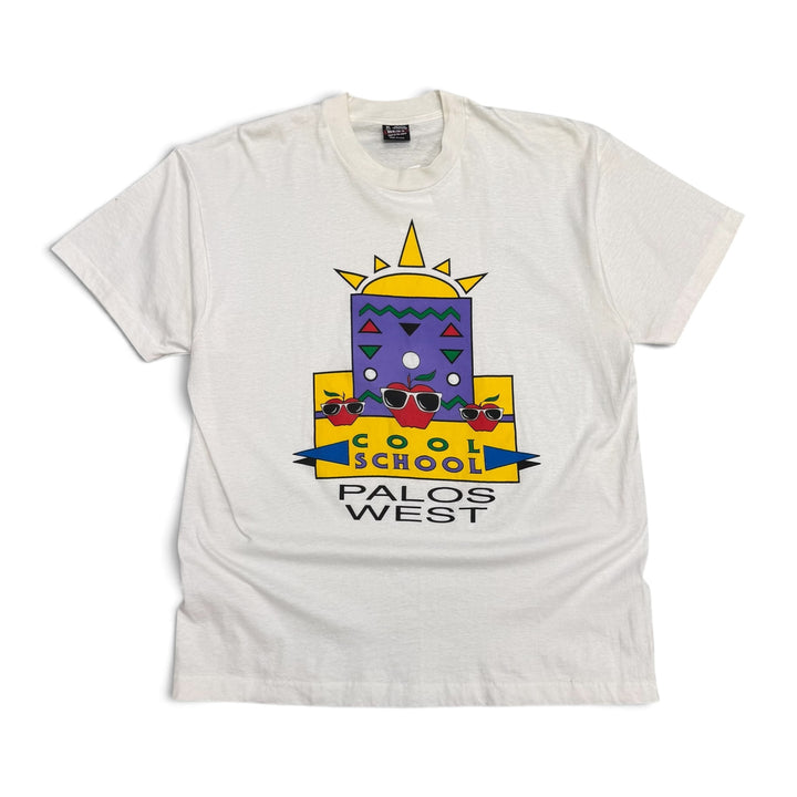 90's Vintage Cool School Palo West White Graphic T-Shirt (XL)