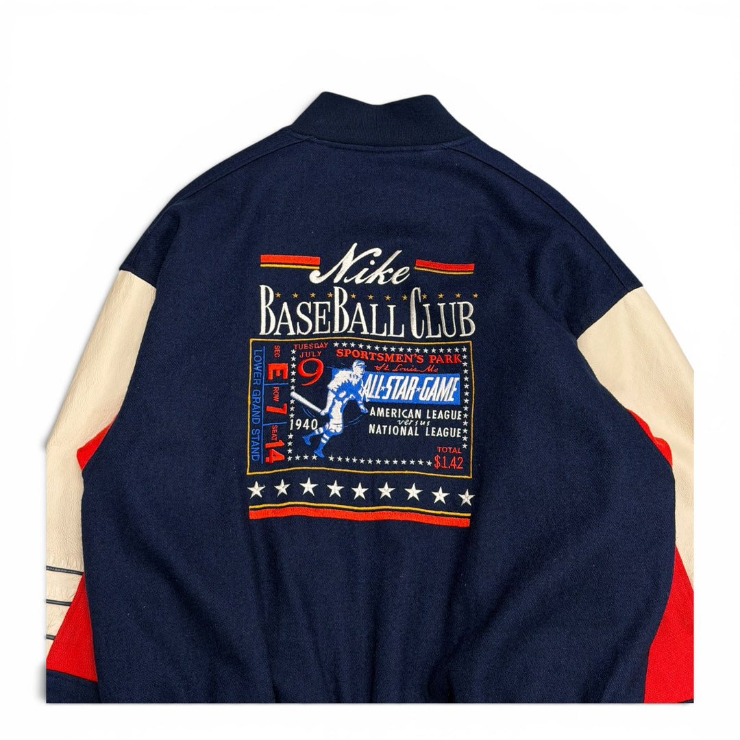80's Vintage Nike Baseball Navy & Red Varsity Jacket (L)