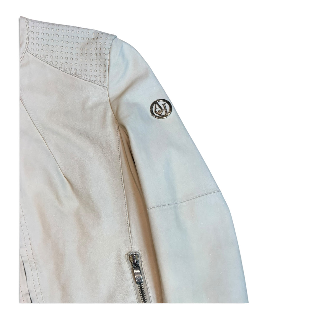Armani Jeans Beige Motorbike Style Leather Jacket (6)
