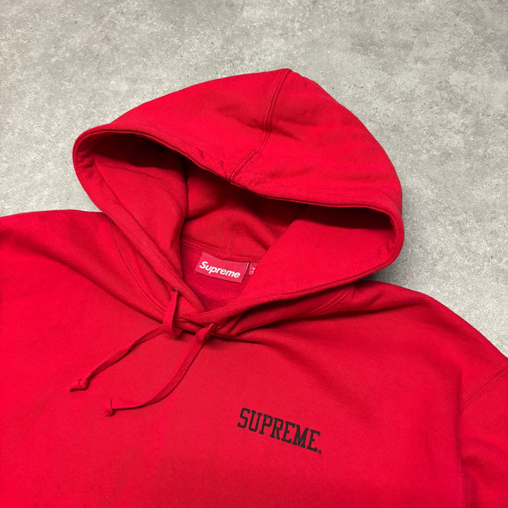 Supreme Red Anarchy Coin Back Graphic Pullover Hoodie (M)